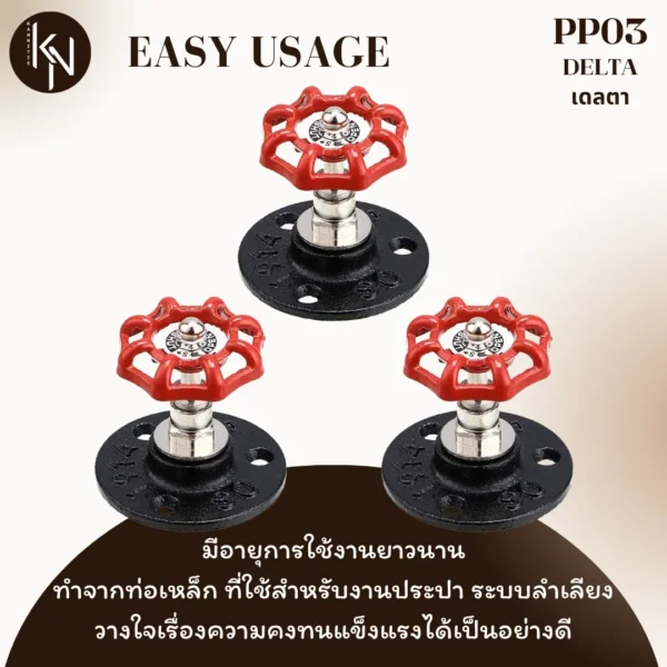 ฮุกตะขอแขวนหัววาล์วสีแดงตกแต่งสไตล์ลอฟท์วินเทจ Valve pipe hook shelf for resort hotel cafe